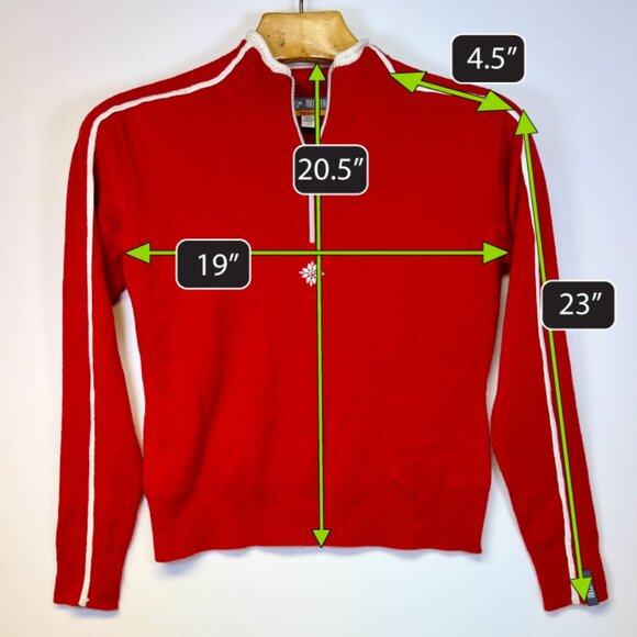 Meister Women’s Medium Ski Sweater Red Wool Blend Quarter Zip Snowflake Nordic - Picture 3 of 8